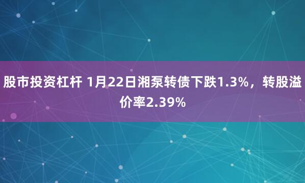 股市投资杠杆 1月22日湘泵转债下跌1.3%，转股溢价率2.39%