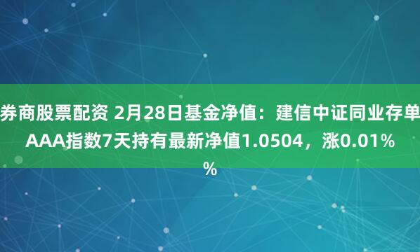 券商股票配资 2月28日基金净值：建信中证同业存单AAA指数7天持有最新净值1.0504，涨0.01%