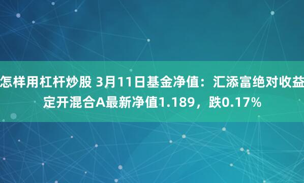 怎样用杠杆炒股 3月11日基金净值：汇添富绝对收益定开混合A最新净值1.189，跌0.17%